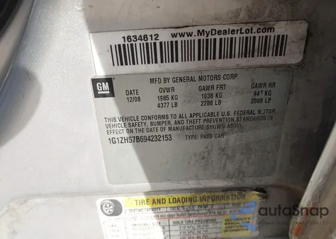 2009 Chevrolet Malibu Lt from USA, damaged, VIN 1G1ZH57B694232153